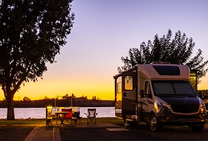 rv at sunset